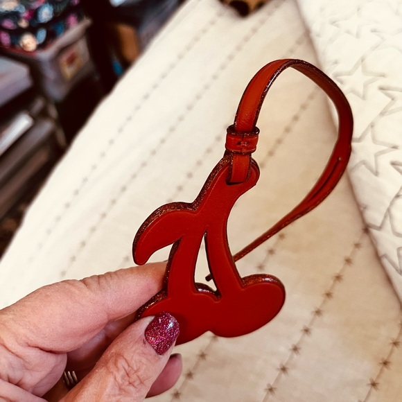 Coach Cherry Red Leather Bag Charm - Picture 6 of 10